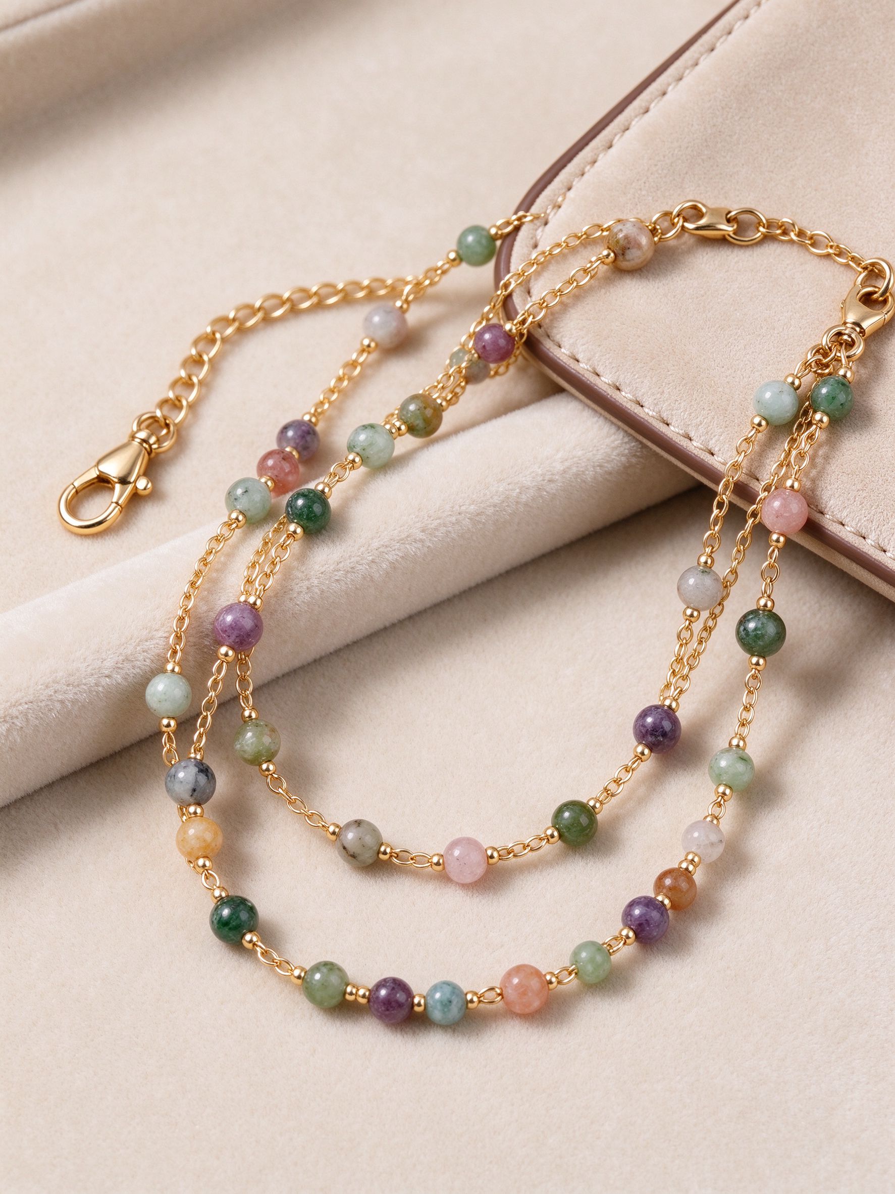 Elegant bead and chain bag strap