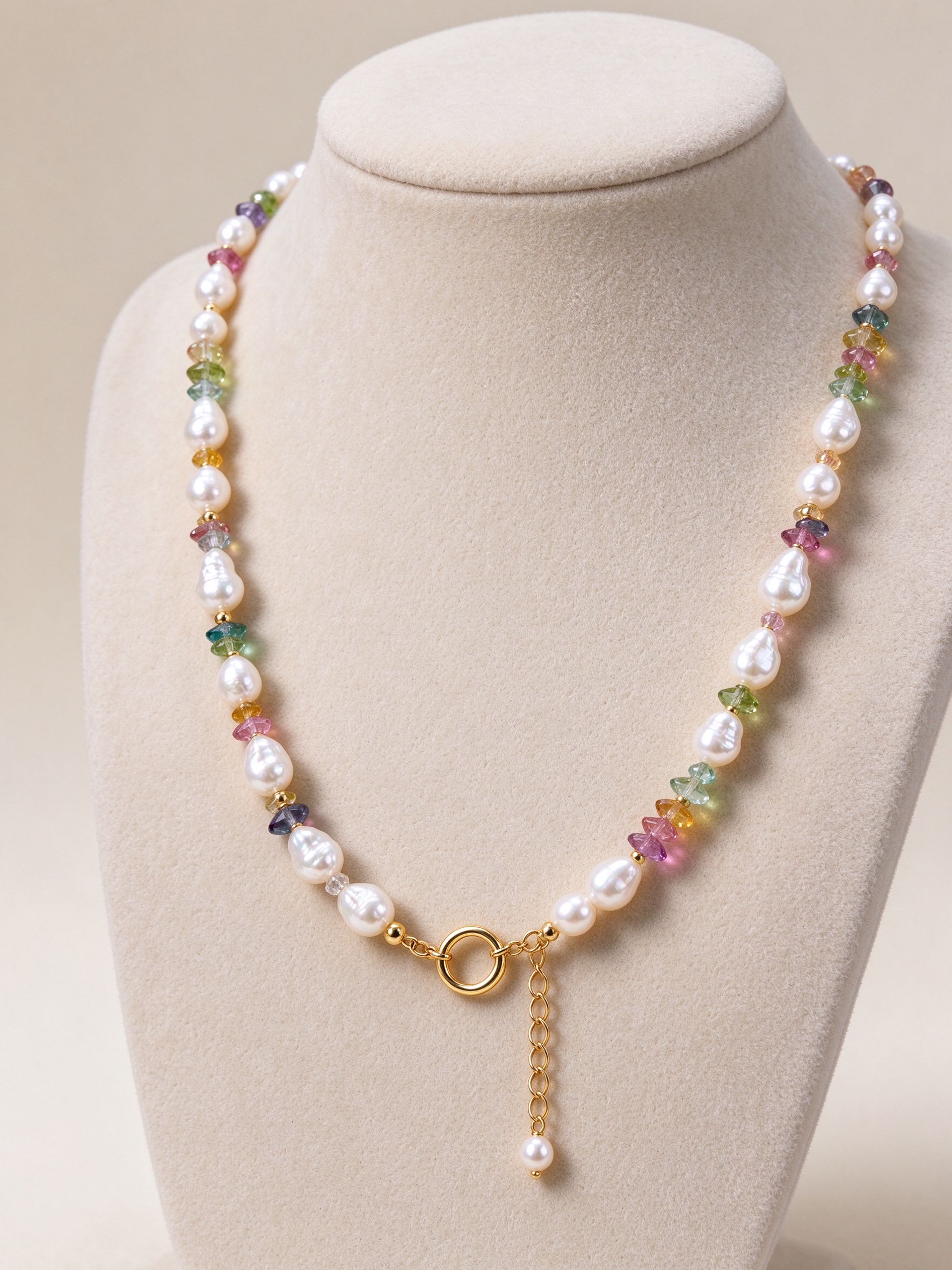 Baroque pearl and crystal bead necklace